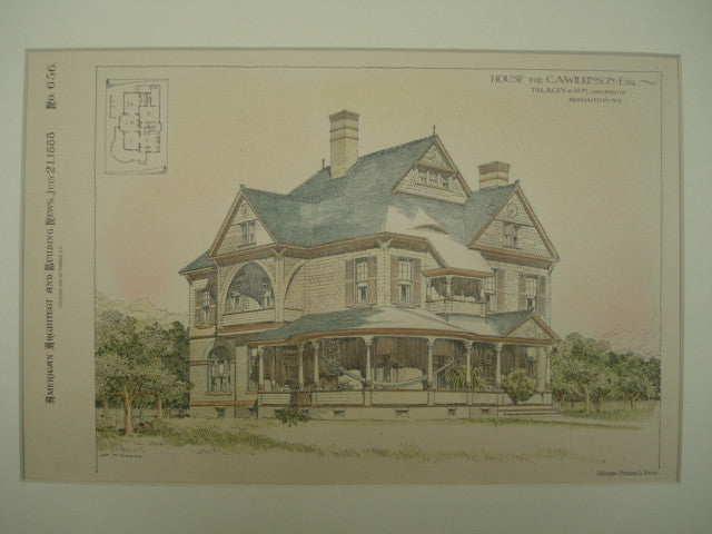 House for C. A. Wilkinson, Esq., Binghamton, NY, 1888, T. I. Lacey & Son