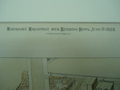 New Public Library, Boston, MA, 1888, McKim Mead White, Original, Hand Colored
