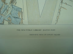 New Public Library, Boston, MA, 1888, McKim Mead White, Original, Hand Colored