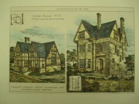 House and Studio of Hal Ludlow , Chalcot Gardens, South Hampstead, London, England, UK, 1883, Batterbury & Huxley