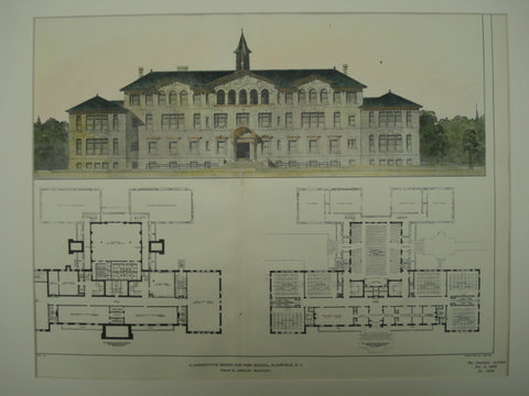Competitive Design for a High School , Plainfield, NJ, 1903, Edgar A. Joselyn