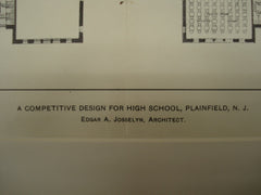 Competitive Design for a High School , Plainfield, NJ, 1903, Edgar A. Joselyn