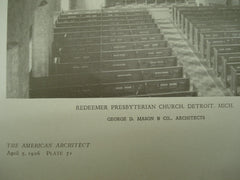 Interior of the Redeemer Presbyterian Church , Detroit, MI, 1926, George D. Mason & Co.