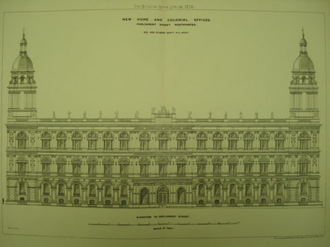 New Home and Colonial Offices on Parliament Street , Westminster, London, England, UK, 1874, Sir Geo. Gilbert Scott