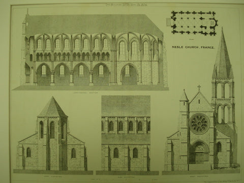Nesle Church, France, EUR, 1874, Unknown