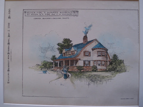 Design for a Summer Residence for Mr. C.A. Hayden , Avon, NY, 1892, Gordon, Bragdon & Orchard