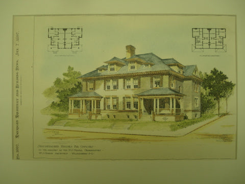 Semi-Detached Houses for Officers in the Grounds of the U. S. Naval Observatory , Washington, DC, 1897, W. J. Marsh