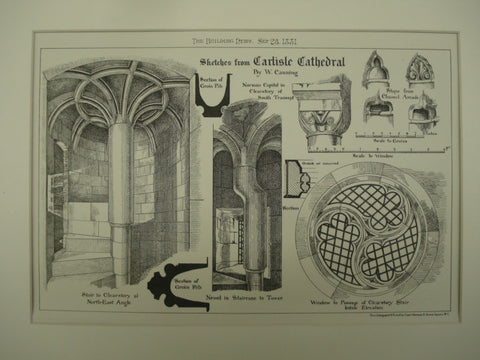 Sketches from Carlisle Cathedral , Carlisle, Cumbria, England, UK, 1881, W. Canning