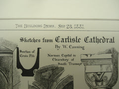 Sketches from Carlisle Cathedral , Carlisle, Cumbria, England, UK, 1881, W. Canning