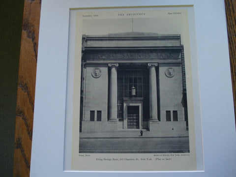 Irving Savings Bank 113 Chambers St., New York, NY, 1926, Merkle and Elberth