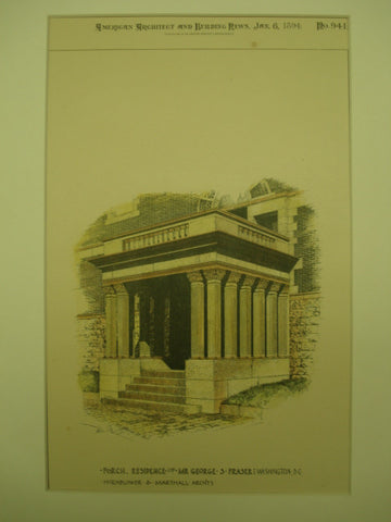 Porch at the Residence of Mr. George S. Fraser , Washington, DC, 1894, Hornblower & Marshall