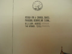 Design for a Church, Chapel, Parochial Residence and School , San Antonio, TX, 1891, D. C. E. Laub