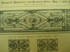 The Louis XVI Balcony Grille and Detail of Porte Cochere, France, EUR, 1896, Jean Francois Forty and M. A. Leroux