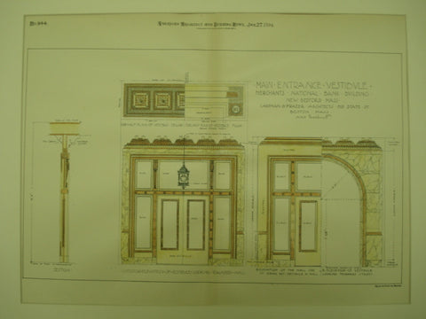 Main Entrance Vestibule of the Merchant's National Bank Building , New Bedford, MA, 1894, Chapman & Frazer