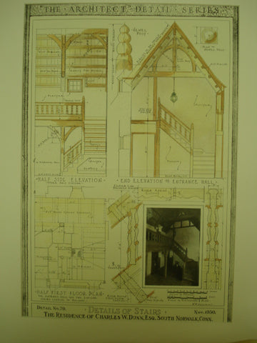 Details of Stairs at the Residence of Charles W. Dunn , South Norwalk, CT, 1930, W. M. Anderson