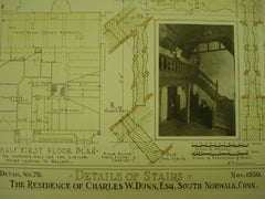 Details of Stairs at the Residence of Charles W. Dunn , South Norwalk, CT, 1930, W. M. Anderson