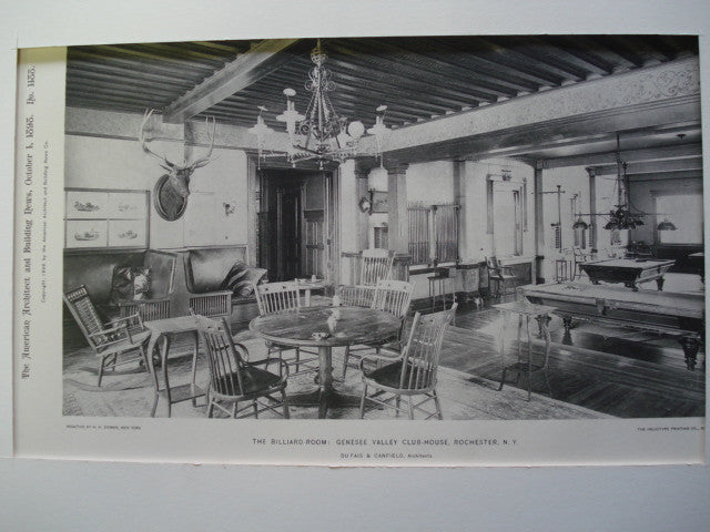 Billiard Room in the Genessee Valley Club-House , Rochester, NY, 1898, Du Fais & Canfield