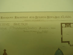 Perspective Sketch of the Office Building for Holyhood Cemetery , Brookline, MA, 1886, Thomas O'Grady, Jr.