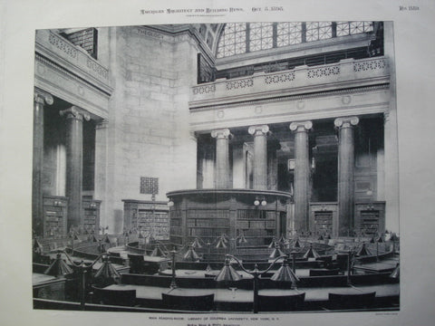 Main Reading-Room in the Library of Columbia University , New York, NY, 1898, McKim, Mead & White