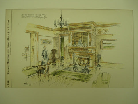 Sitting Room in the House of J. M. Howe , Rochester, NY, 1890, Nolan Brothers