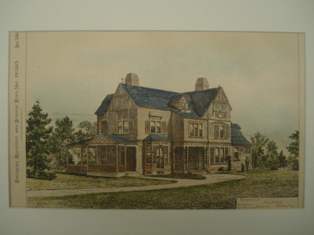 Residence of Mr. G. A. Hull , Newton, MA, 1883, Bruce Price & Geo. A. Freeman