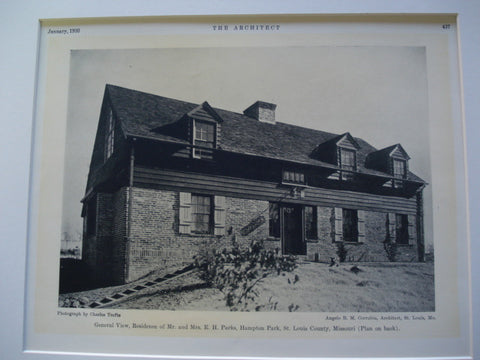 Residence of E. H. Parks, Hampton Park, St. Louis, MO, 1930, Angelo B. M. Corrabia