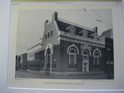 Farmers' Trust Company, Lancaster, PA, 1930, Melvin R. Evans