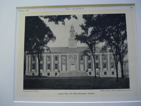 City Hall , Burlington, VT, 1930, McKim , Mead and White
