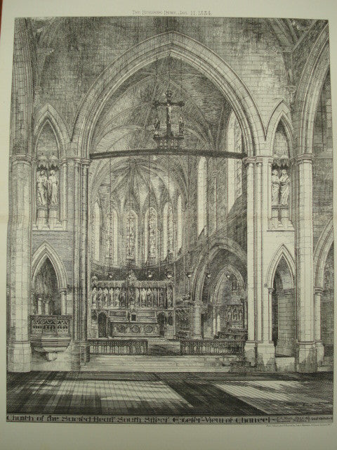 View of the Chancel in the Church of the Sacred Heart , Exeter, Devon, England, UK, 1884, C. E. Ware & Leonard Ware