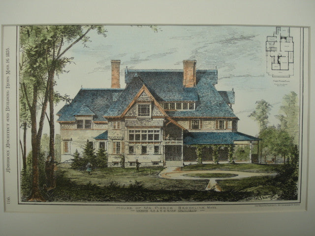 House of Mr. Pierce , Brookline, MA, 1878, Messrs. G. R. & R. G. Shaw