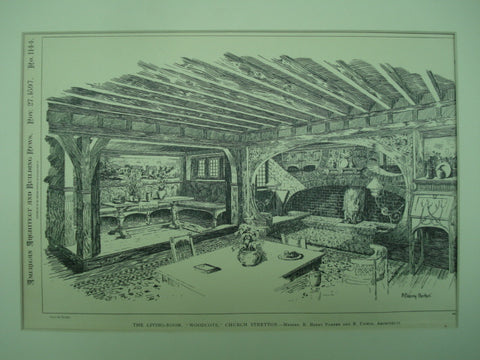 Living Room at Woodcote , Church Stretton, Shropshire, England, UK, 1897, R. Barry Parker and R. Unwin