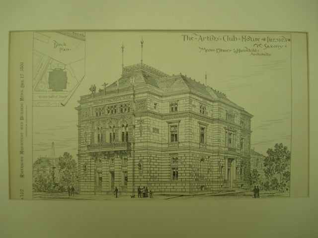 Artists' Club House , Dresden, Saxony, Germany, EUR, 1881, Messrs. Eltzner & Hauschild
