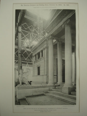 Detail of the Pavilion of the American Bell Telephone Company Building at the World's Columbian Exhibition , Chicago, IL, 1894, Fhmer & Page