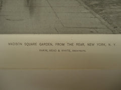 Madison Square Garden from the Rear, New York, NY, 1891, McKim, Mead & W