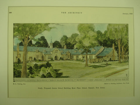 Proposed Junior School Building of the Kent Place School , Summit, NJ, 1930, Elliott L. Chisling