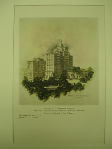 Exterior of the Memorial Hospital , Syracuse, NY, 1927, John Russell Pope and Dwight James Baum