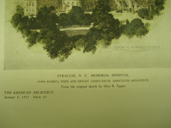 Exterior of the Memorial Hospital , Syracuse, NY, 1927, John Russell Pope and Dwight James Baum