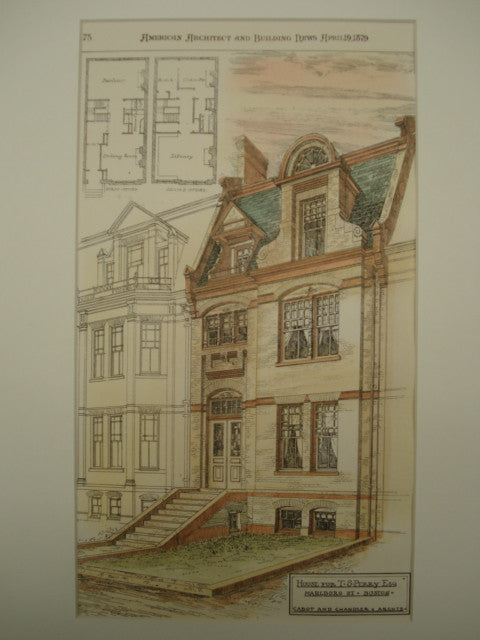 House for T. S. Perry on Marlboro Street , Boston, MA, 1879, Cabot and Chandler