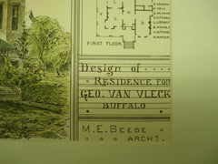 Design of the Residence for Geo. Van Vleck , Buffalo, NY, 1879, M. E. Beebe
