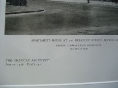 Apartment House At 301 Berkeley, Boston, MA, 1926, Parker,Thomas & Rice