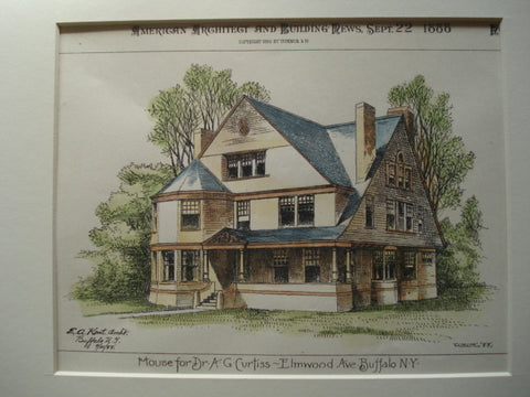 House for Dr. A.G. Curtiss on Elmwood Ave., Buffalo, NY, 1888, E.A. Kent