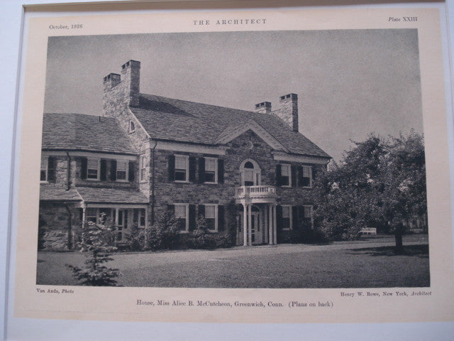 Alice B. McCutcheon House , Greenwich, CT, 1926, Henry W. Rowe