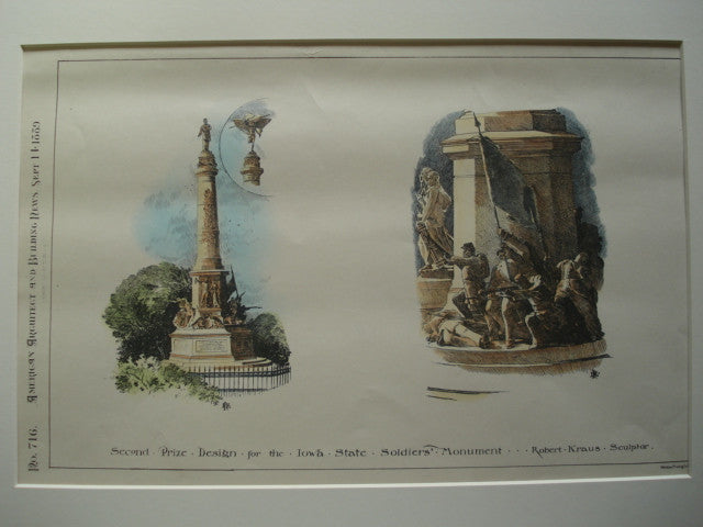 Second Prize Design for the Iowa State Soldiers' Monument , IA, 1889, Robert Kraus, Sculptor