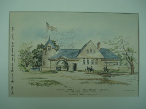 Gate Lodge and Hamersley Library , Bath Beach, NY, 1892, Parfitt Bros