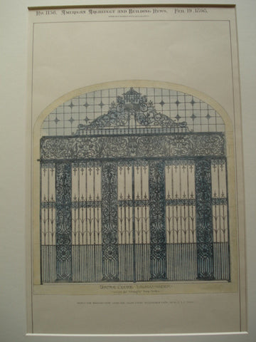 Design for Wrought Iron Gates for Dacre Court, Buckingham Gate, Westminster, England, UK, 1898, C.J.C. Pawlen