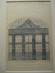 Design for Wrought Iron Gates for Dacre Court, Buckingham Gate, Westminster, England, UK, 1898, C.J.C. Pawlen
