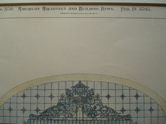 Design for Wrought Iron Gates for Dacre Court, Buckingham Gate, Westminster, England, UK, 1898, C.J.C. Pawlen