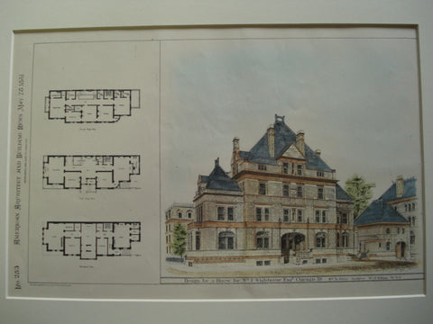 Design for a House for Wm. F. Whitehouse, Esq., Chicago, IL, 1881, Wm. A. Potter