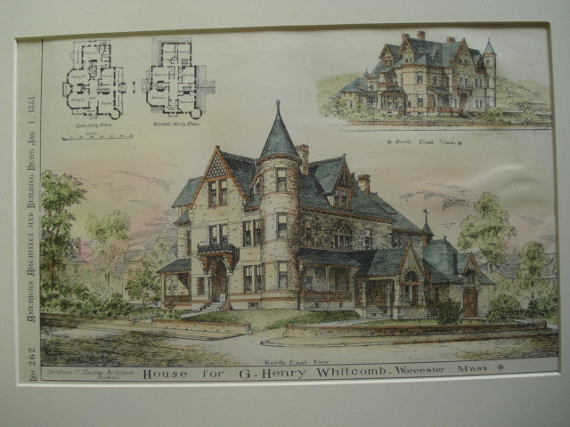House for G. Henry Whitcomb , Worcester, MA, 1881, Stephen C. Earle