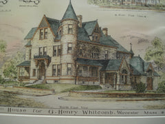 House for G. Henry Whitcomb , Worcester, MA, 1881, Stephen C. Earle